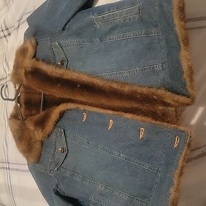 St John Bay blue jean coat size Large